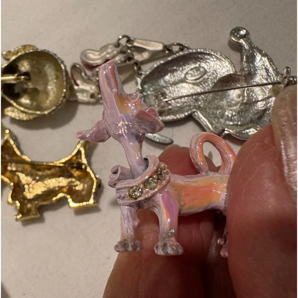 16 Vintage All DOG Brooch Pin Lot Some Signed Celluloid Moveable Enamel AJC ++